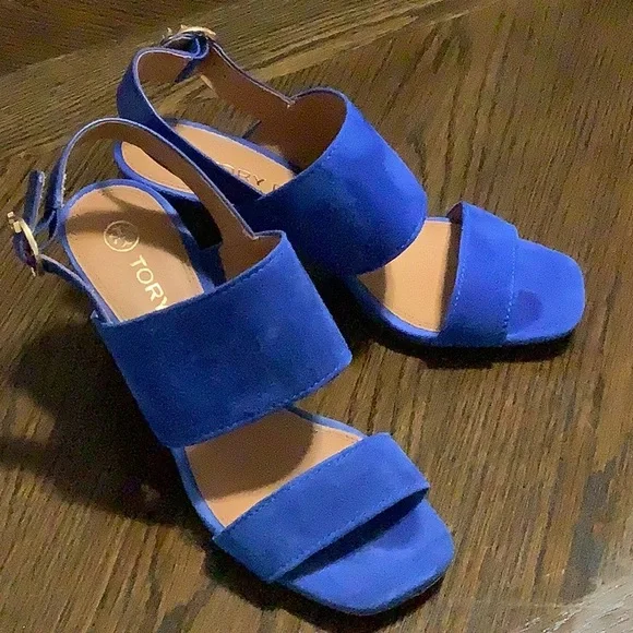Tory Burch Nautical Blue Block Heel Sandals - Picture 2 of 11